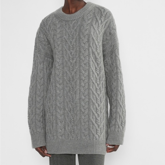 Aritzia The Group Nourish Merino Wool Cable Knit Sweater Gray NWT $198 Size 1 - Picture 1 of 9